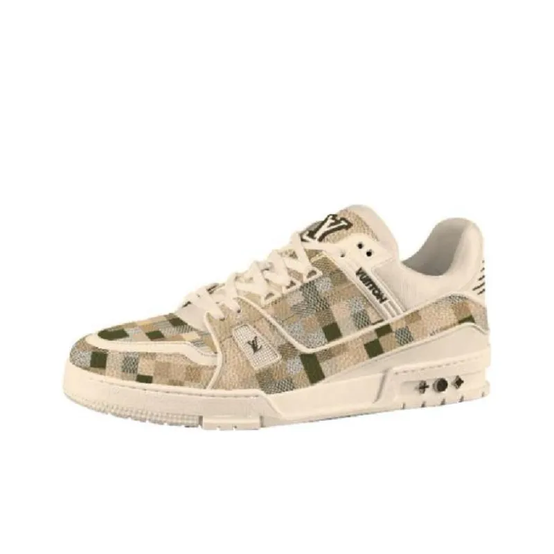 LOUIS VUITTON Trainer Low Top Skateboard Shoes Women's Beige-0