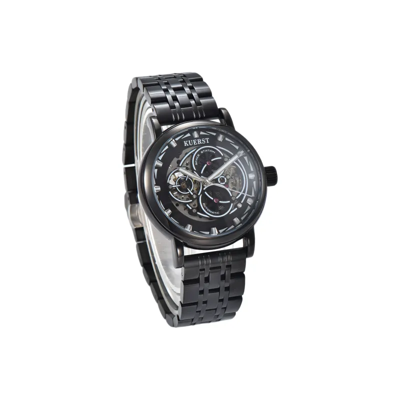 KUERST Automatic Mechanical Movement Steel Strap Watch Men's Watches Gold Dial-12