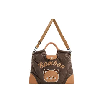 Holding Bamboo Cotton Handbag Regular Women's Brown