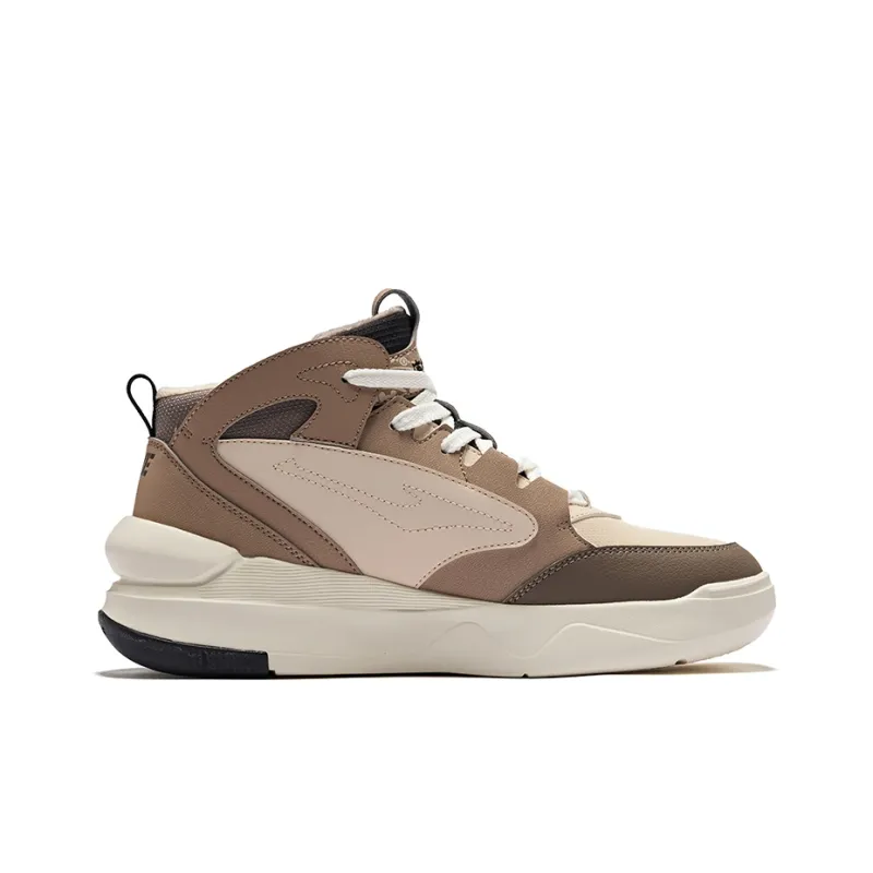 Erke Tang Palace Night Garden Warm Slip Resistant High Top Skateboard Shoes Men's Birch Wood Taupe-1