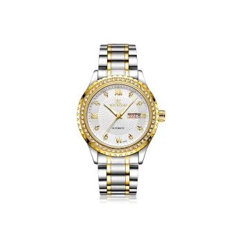 WSK Automatic Mechanical Movement Stainless Steel Strap Men's Watches White Dial