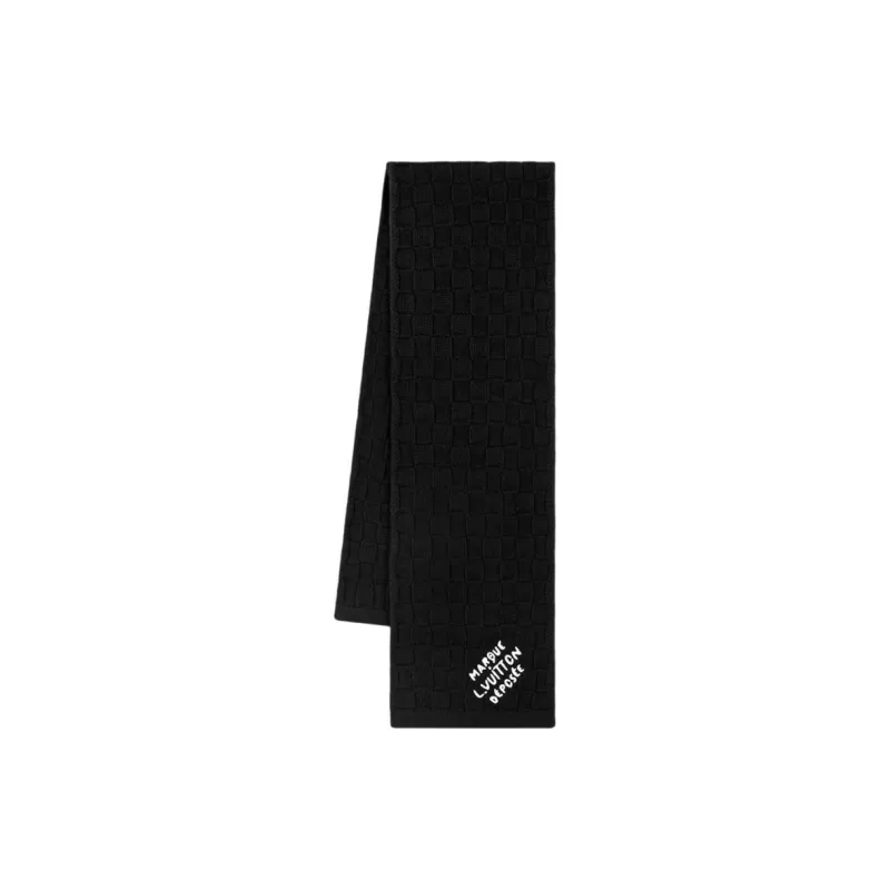 LOUIS VUITTON Wool Knit Scarves Men's Black-1