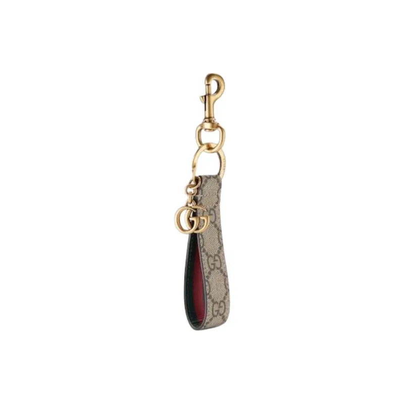 GUCCI Canvas Keychains Unisex Beige/Dark Brown-2