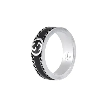 GUCCI 925 Sterling Silver Rings Unisex Black