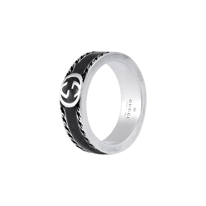 GUCCI 925 Sterling Silver Rings Unisex Black-0