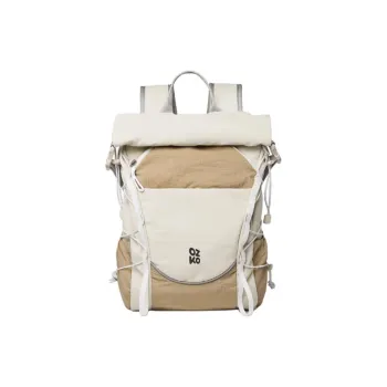 OZKO Fabric Backpack Unisex Khaki Beige/Misty Blue