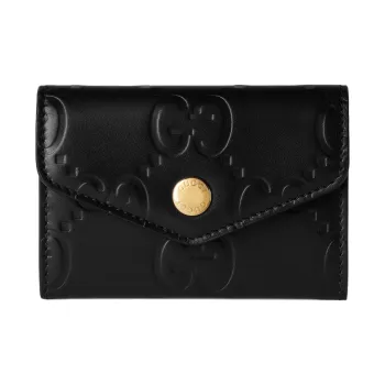GUCCI Leather Card Holder Women's Black