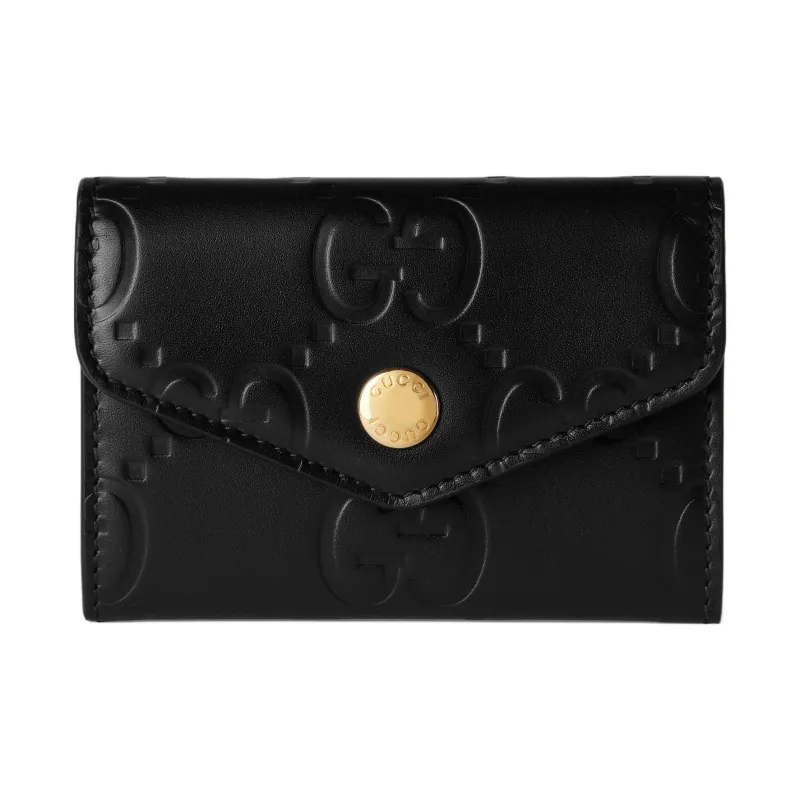 GUCCI Leather Card Holder Women's Black-0