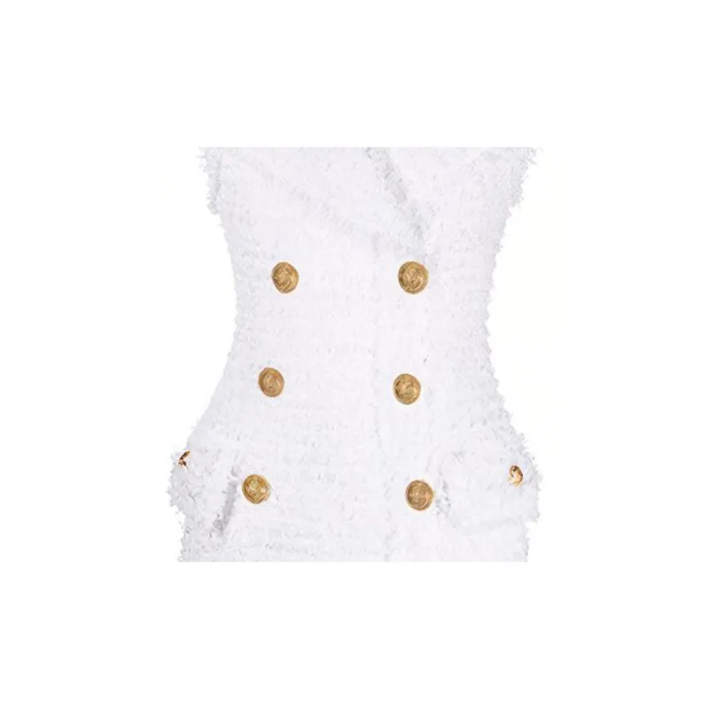 BALMAIN Decorative Button Tweed Dress-6