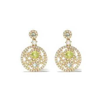 Kiki McDonough 18kt Yellow Gold Bubbles Peridot Blue Topaz And Diamond Drop Earrings