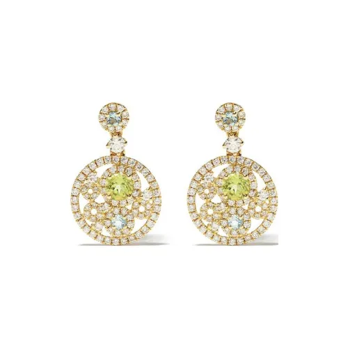Kiki McDonough 18kt Yellow Gold Bubbles Peridot Blue Topaz And Diamond Drop Earrings