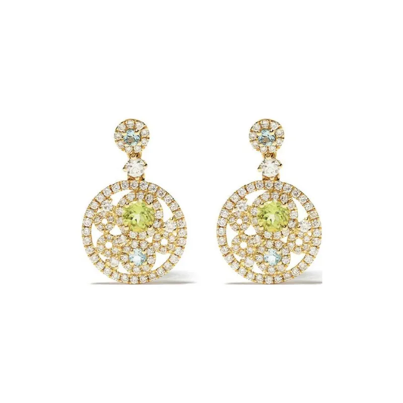 Kiki McDonough 18kt Yellow Gold Bubbles Peridot Blue Topaz And Diamond Drop Earrings-0