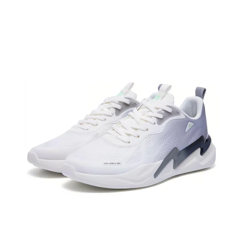 XTEP Lightning Slip Resistant, Abrasion Resistant, Lightweight Low Top Casual Shoes Men's White Ash Gray-2