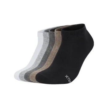 XTEP Variety Training Collection Mid Calf Socks Men's 5 Pack Black/Brown/Dark Gray/White/Light Gray