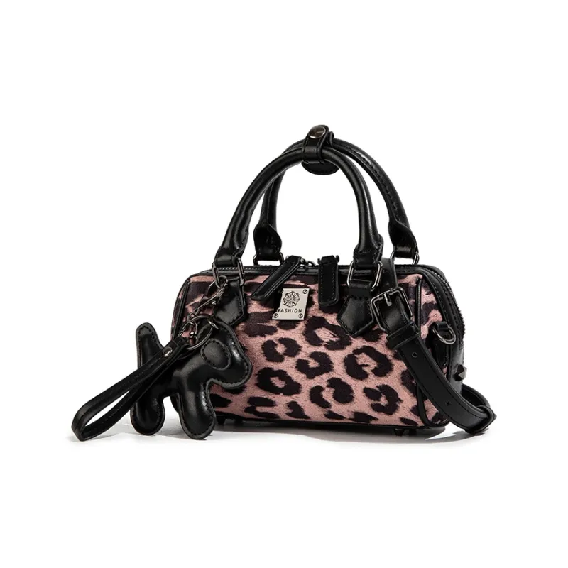CAEISL&KCIEL Polyurethane Handbag Women's Leopard Print Pink & Black-2