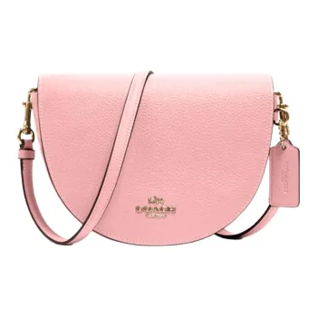 COACH Ellen Leather Flap Bag Shoulder Bag Saddle Bag Crossbody Bag Small Size Women's Cherry Blossom Pink