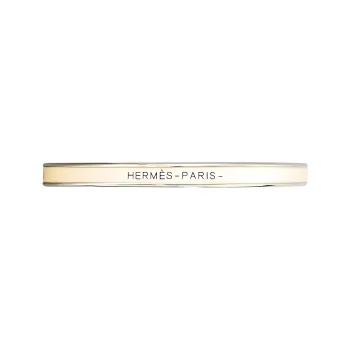 HERMES Gold Plated Bangles Unisex Cream White/Silver