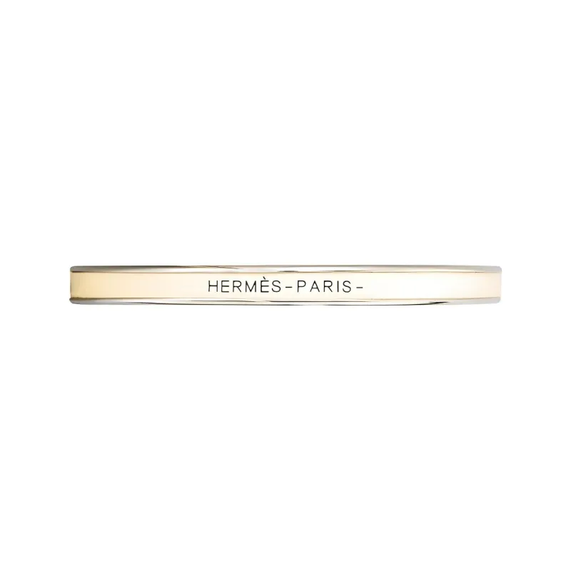 HERMES Gold Plated Bangles Unisex Cream White/Silver-0