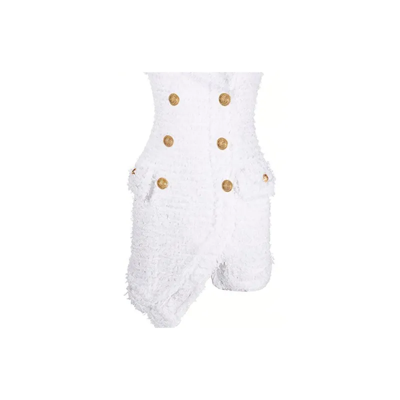 BALMAIN Decorative Button Tweed Dress-5