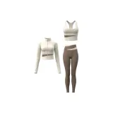 Ivory White Three-Piece Set (Coat+Pants+Bra)