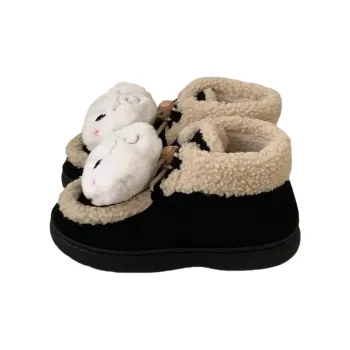 SHIGUDE Cotton Slippers Women's Black