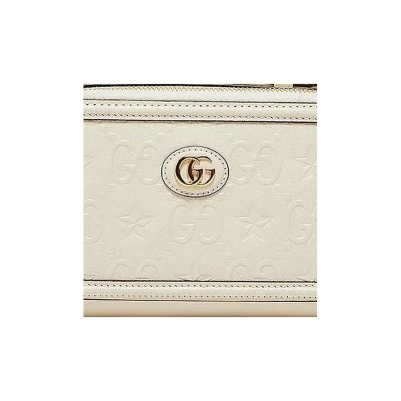 GUCCI Leather Handbag Shoulder Bag Crossbody Bag Small Size Women's White-3