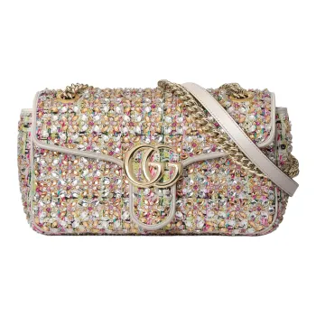 GUCCI GG Marmont Tweed Crossbody Bag Shoulder Bag Small Size Women's Multicolor