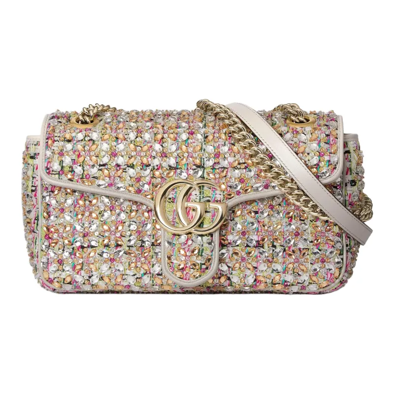 GUCCI GG Marmont Tweed Crossbody Bag, Shoulder Bag Trumpets Women's Multicolor-0
