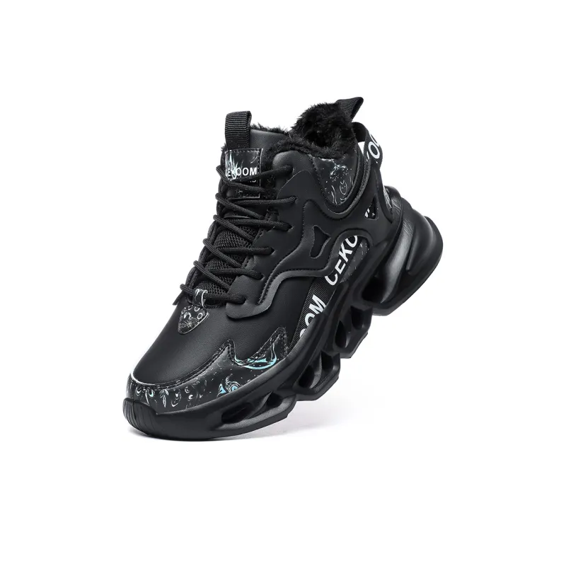 PNKE Anti Slip And Wear Resistant Height Increasing Warm Mid Top Chunky Sneakers Men's-37