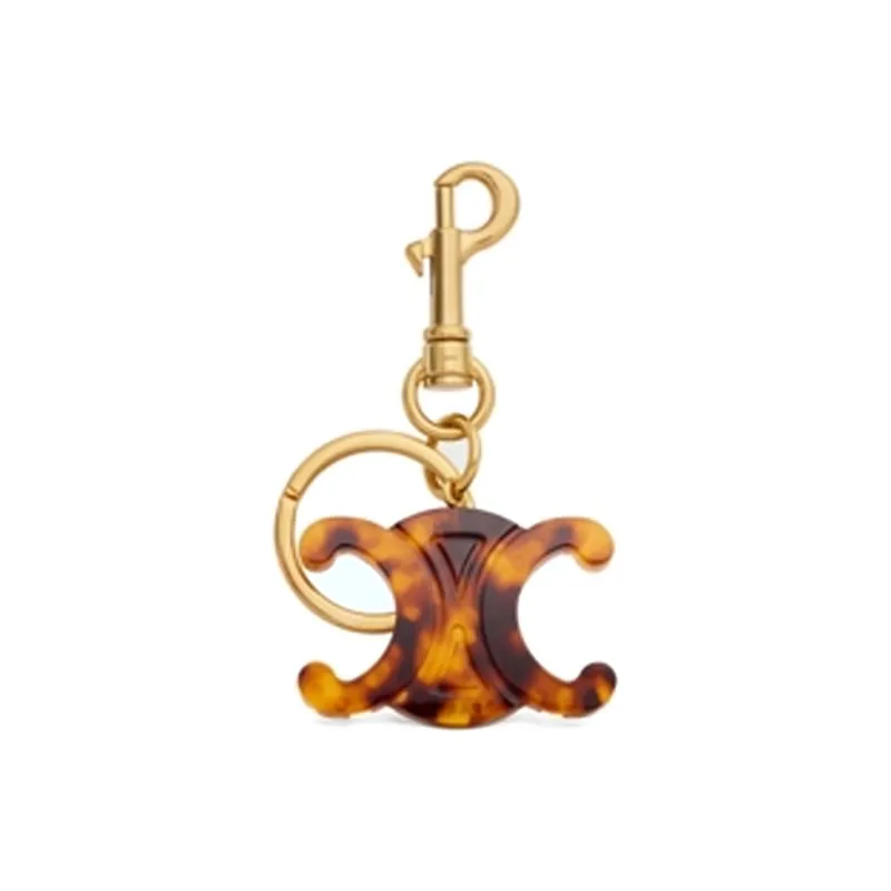 CELINE Triomphe Keyring Charm In Plexiglass With Gold Finishing-2