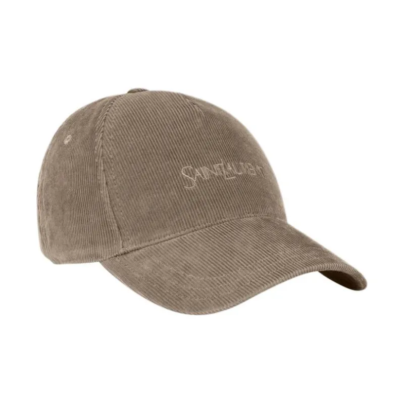 SAINT LAURENT Logo embroidered Corduroy Cap-1