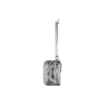 Balenciaga Le Cagole Lambskin Card Holder Wallet Coin Purses Women's Silver