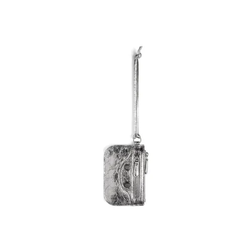 Balenciaga Le Cagole Lambskin Card Holder Wallet Coin Purses Women's Silver