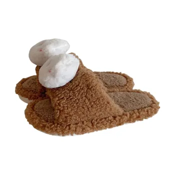 SHIGUDE Cotton Slippers Women's White Brown
