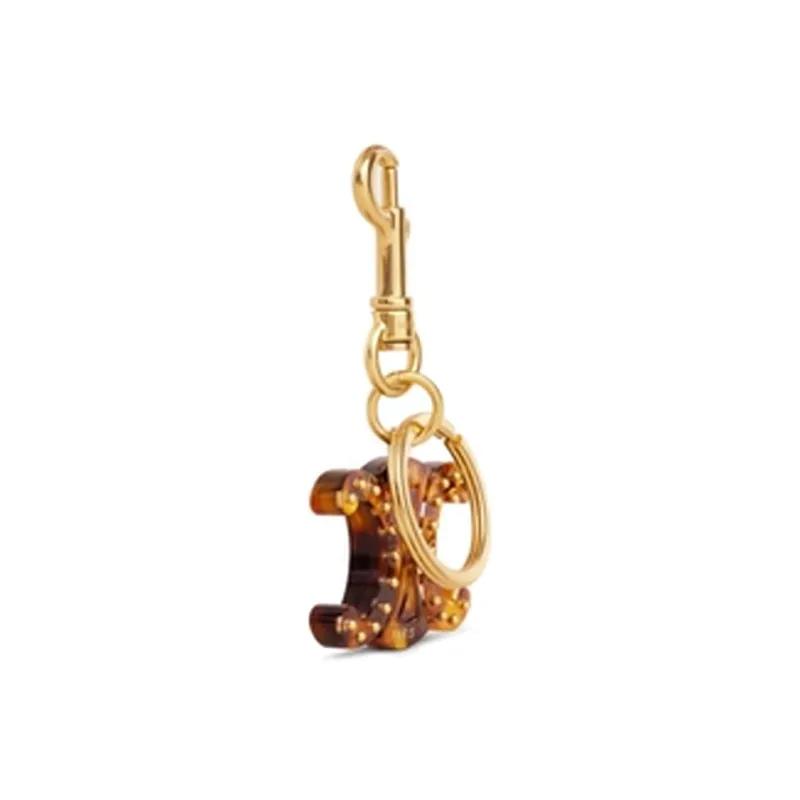 CELINE Triomphe Keyring Charm In Plexiglass With Gold Finishing-1