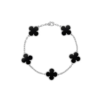 Van Cleef & Arpels Black Agate White Gold 18K White Gold Bracelets Women's Black