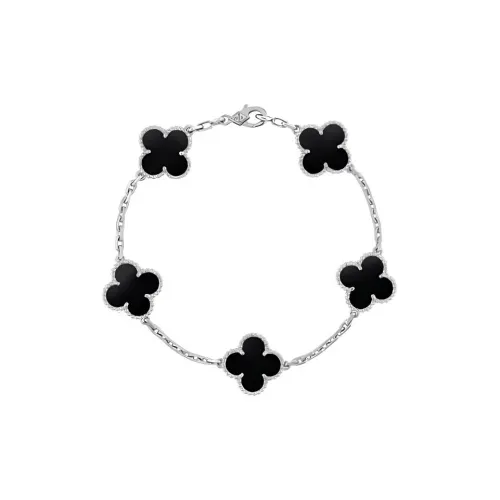 Van Cleef & Arpels Black Agate White Gold 18K White Gold Bracelets Women's Black