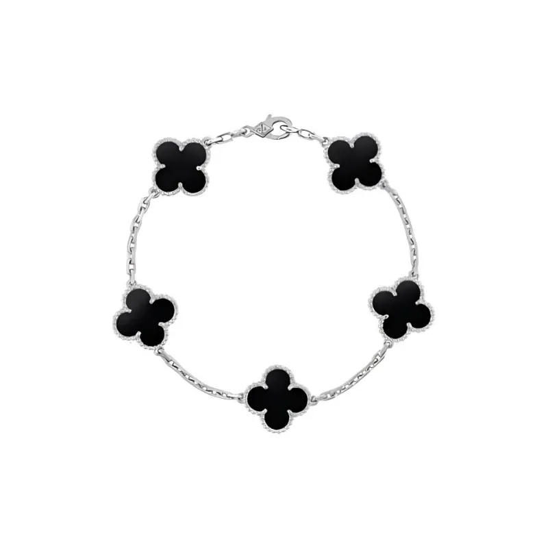 Van Cleef & Arpels Black Agate White Gold 18K White Gold Bracelets Women's Black-0