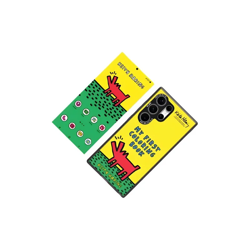 SAMSUNG Silicone Material Keith Haring Dog Theme Phone Cases Compatible With Galaxy S24+/S24 Ultra Cartoon-1