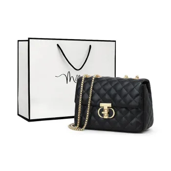MILLIE'S Cow Leather Patchwork Synthetic Leather Shoulder Bag Crossbody Bag Regular Women's Black