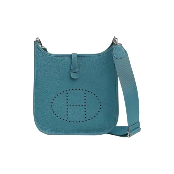 HERMES Evelyne Clemence Bullock Leather Shoulder Bag Women's D2 NEW BLEU JEAN Denim Blue