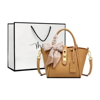 MILLIE'S Cow Leather With Synthetic Leather Shoulder Bag, Crossbody Bag, Handbag, Bucket Bag Regular Women's Cookie