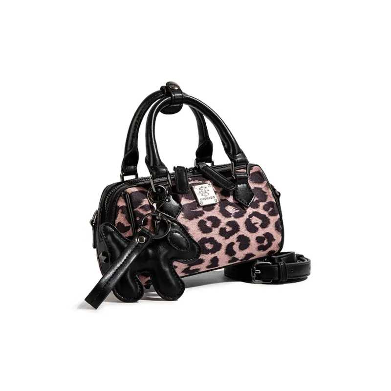 CAEISL&KCIEL Polyurethane Handbag Women's Leopard Print Pink & Black-3