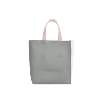 MARNI Museo Soft Calfskin Shoulder Bag, Crossbody Bag, Handbag Mini Women's Gray & White