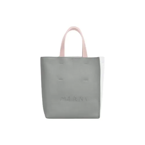 MARNI Museo Soft Calfskin Shoulder Bag, Crossbody Bag, Handbag Mini Women's Gray & White