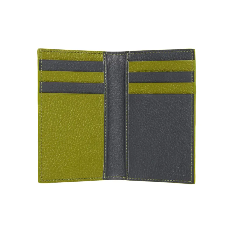 GUCCI Leather Card Holder Unisex Green & Gray-3