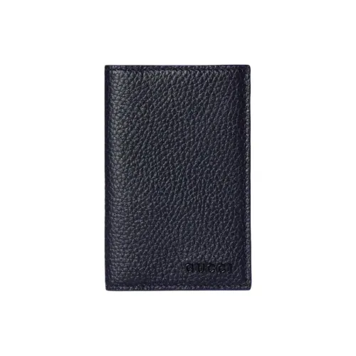 GUCCI Leather Card Holder Men's Dark Blue