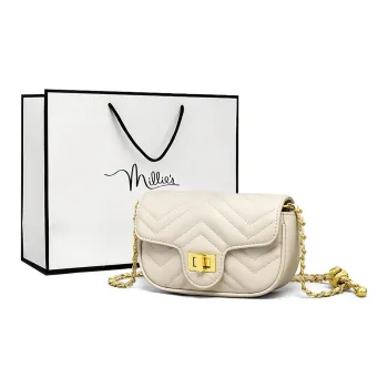 MILLIE'S Split Cow Leather With Synthetic Leather Shoulder Bag, Crossbody Bag Regular Women's Ecru