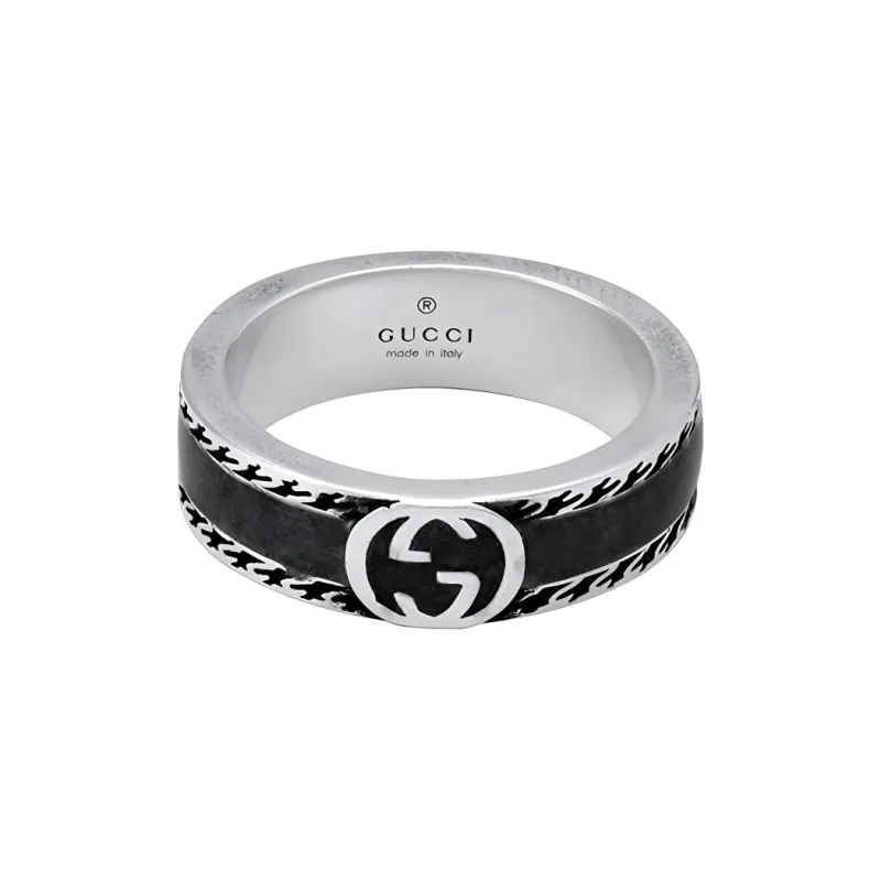 GUCCI 925 Sterling Silver Rings Unisex Black-2