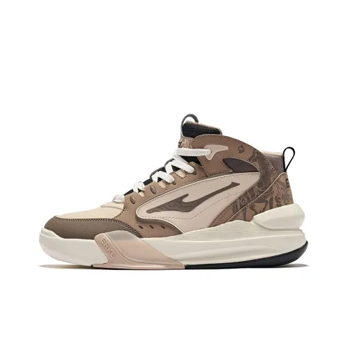 Erke Tang Palace Night Garden Warm Slip-Resistant High-Top Skateboard Shoes Men's Birch Wood Taupe